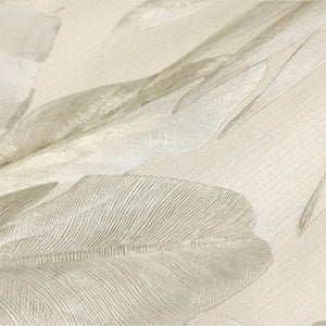 Luxury Ivory Leaves Textured Wallpaper, Scandinavian Non-Woven Wall Covering, 41.7"W x 398"H, Washable Removable for Living R
