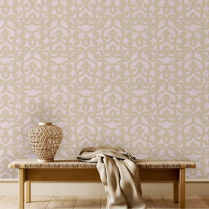 Luxury Pink Trellis Damask Wallpaper, Glam Non-Woven Wall Covering, 41.7"W x 398"H, Washable Removable for Living Room Bedroo