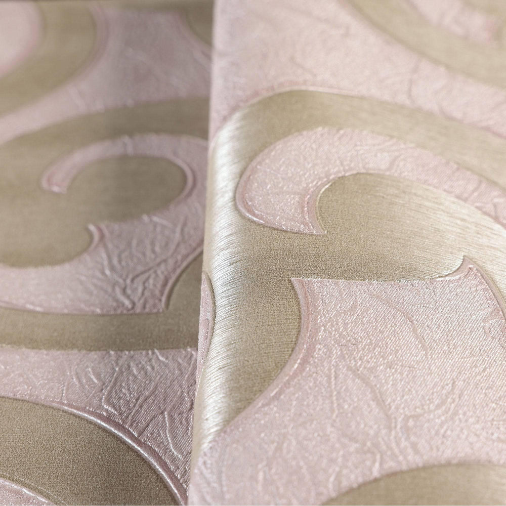 Luxury Pink Trellis Damask Wallpaper, Glam Non-Woven Wall Covering, 41.7"W x 398"H, Washable Removable for Living Room Bedroo