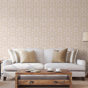 Luxury Pink Trellis Damask Wallpaper, Glam Non-Woven Wall Covering, 41.7"W x 398"H, Washable Removable for Living Room Bedroo