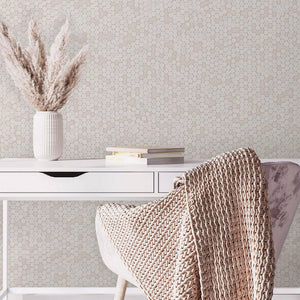 Luxury Beige Textured Embossed 3D Embossed Wallpaper, Premium Non-Woven Wall Covering, 41.7"W x 398"H, Washable Removable for