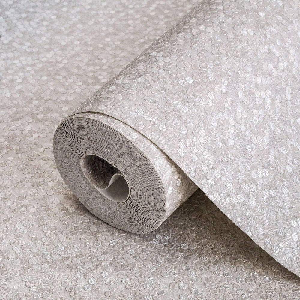 Luxury Beige Textured Embossed 3D Embossed Wallpaper, Premium Non-Woven Wall Covering, 41.7"W x 398"H, Washable Removable for