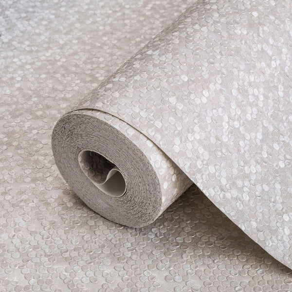 Luxury Beige Textured Embossed 3D Embossed Wallpaper, Premium Non-Woven Wall Covering, 41.7"W x 398"H, Washable Removable for
