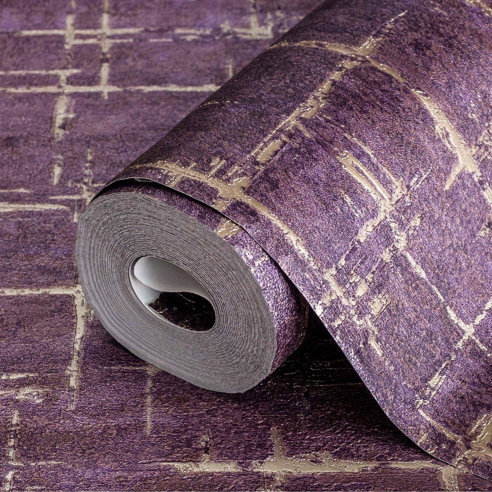 Luxury Purple Abstract Geometric 3D Embossed Wallpaper, Boho Non-Woven Wall Covering, 41.7"W x 398"H, Washable Removable for 
