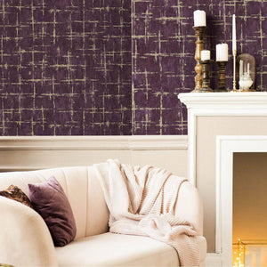 Luxury Purple Abstract Geometric 3D Embossed Wallpaper, Boho Non-Woven Wall Covering, 41.7"W x 398"H, Washable Removable for 