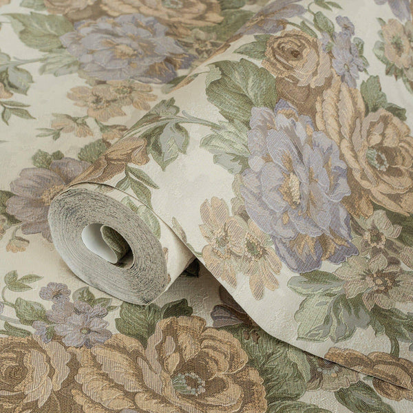 Luxury Brown Floral Embossed 3D Embossed Wallpaper, Premium Non-Woven Wall Covering, 41.7"W x 614"H, Washable Removable for L