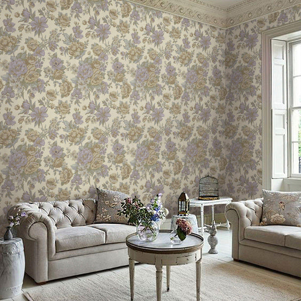 Luxury Brown Floral Embossed 3D Embossed Wallpaper, Premium Non-Woven Wall Covering, 41.7"W x 614"H, Washable Removable for L