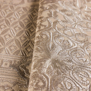 Luxury Beige Abstract Damask 3D Embossed Wallpaper, Traditional Non-Woven Wall Covering, 41.7"W x 398"H, Washable Removable f