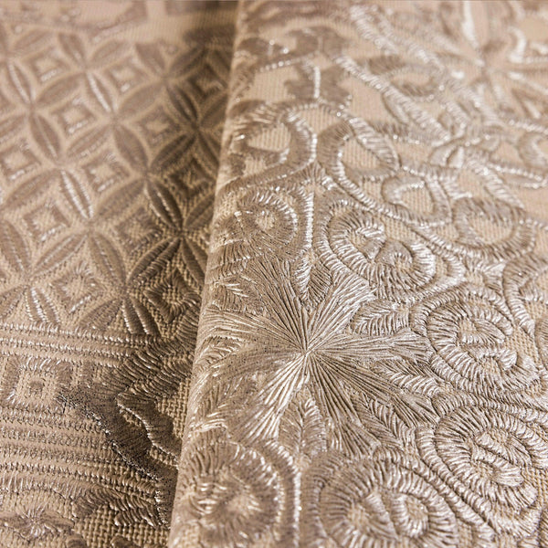 Luxury Beige Abstract Damask 3D Embossed Wallpaper, Traditional Non-Woven Wall Covering, 41.7"W x 398"H, Washable Removable f