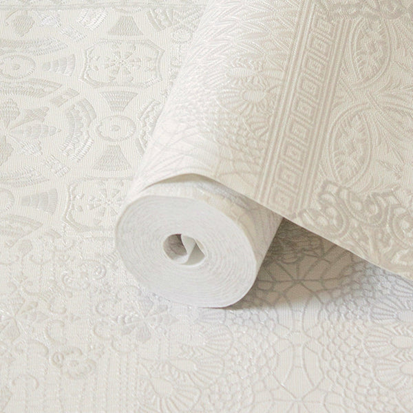 Luxury Cream Abstract Damask 3D Embossed Wallpaper, Boho Non-Woven Wall Covering, 41.7"W x 398"H, Washable Removable for Livi