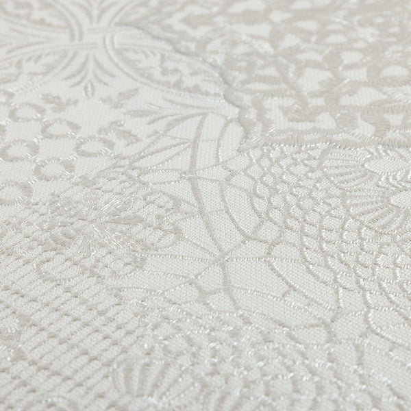 Luxury Cream Abstract Damask 3D Embossed Wallpaper, Boho Non-Woven Wall Covering, 41.7"W x 398"H, Washable Removable for Livi