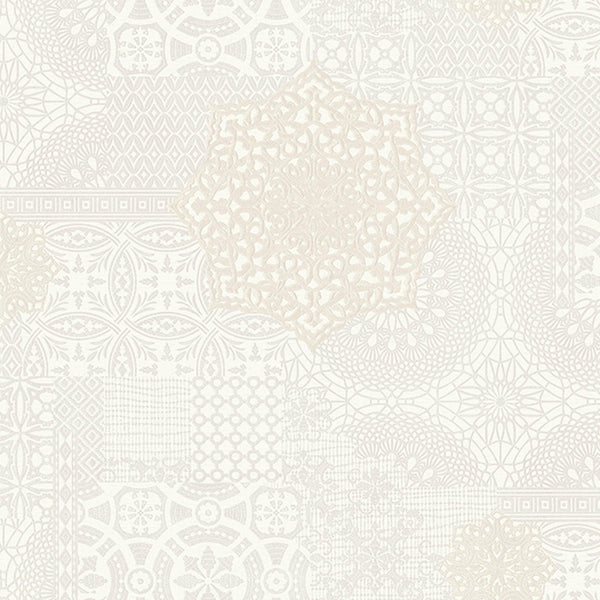 Luxury Cream Abstract Damask 3D Embossed Wallpaper, Boho Non-Woven Wall Covering, 41.7"W x 398"H, Washable Removable for Livi