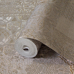 Luxury Brown Abstract Damask 3D Embossed Wallpaper, Rustic Non-Woven Wall Covering, 41.7"W x 398"H, Washable Removable for Li