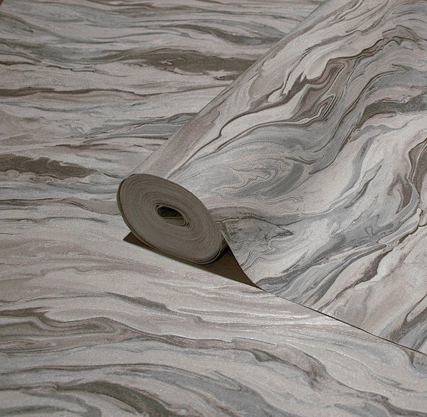 Luxury Brown Marble Stone 3D Embossed Wallpaper, Modern Non-Woven Wall Covering, 41.7"W x 614"H, Washable Removable for Livin