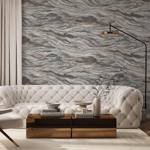 Luxury Brown Marble Stone 3D Embossed Wallpaper, Modern Non-Woven Wall Covering, 41.7"W x 614"H, Washable Removable for Livin