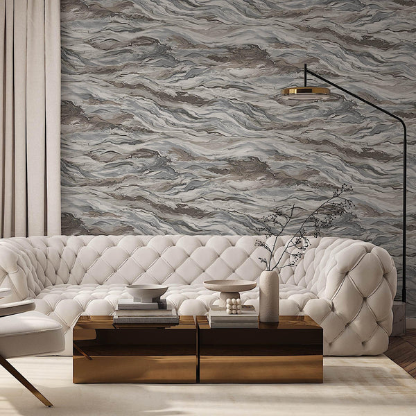 Luxury Brown Marble Stone 3D Embossed Wallpaper, Modern Non-Woven Wall Covering, 41.7"W x 614"H, Washable Removable for Livin