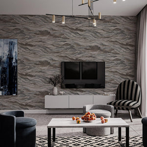 Luxury Brown Marble Stone 3D Embossed Wallpaper, Modern Non-Woven Wall Covering, 41.7"W x 614"H, Washable Removable for Livin