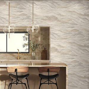 Luxury Beige Marble Stone 3D Embossed Wallpaper, Farmhouse Non-Woven Wall Covering, 41.7"W x 614"H, Washable Removable for Li