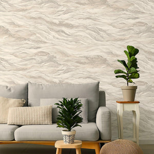 Luxury Beige Marble Stone 3D Embossed Wallpaper, Farmhouse Non-Woven Wall Covering, 41.7"W x 614"H, Washable Removable for Li