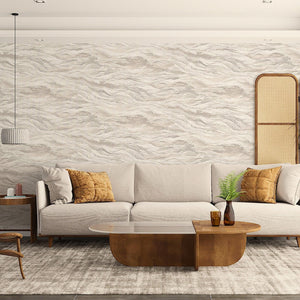 Luxury Beige Marble Stone 3D Embossed Wallpaper, Farmhouse Non-Woven Wall Covering, 41.7"W x 614"H, Washable Removable for Li