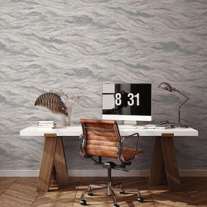 Luxury Blue Marble Stone 3D Embossed Wallpaper, Coastal Non-Woven Wall Covering, 41.7"W x 614"H, Washable Removable for Livin