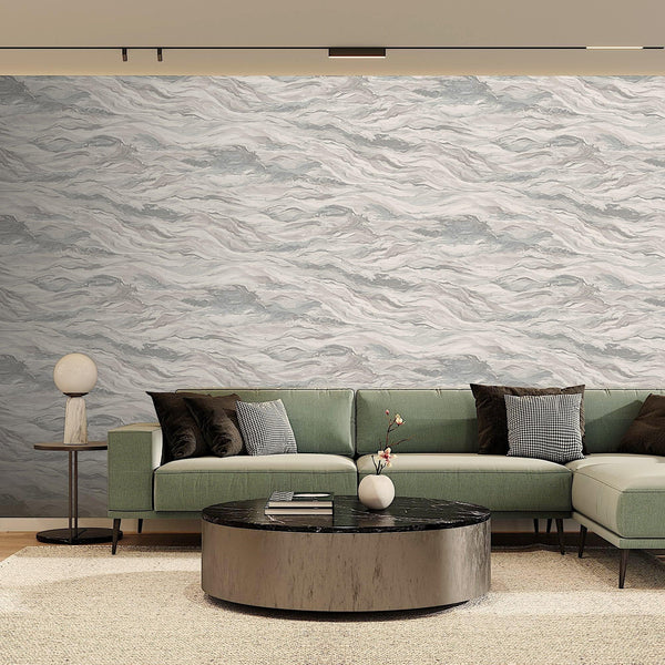 Luxury Blue Marble Stone 3D Embossed Wallpaper, Coastal Non-Woven Wall Covering, 41.7"W x 614"H, Washable Removable for Livin