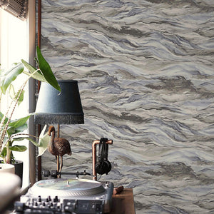 Luxury Blue Marble Stone 3D Embossed Wallpaper, Contemporary Non-Woven Wall Covering, 41.7"W x 614"H, Washable Removable for 