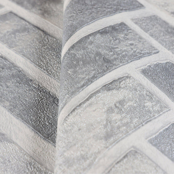 Luxury Gray Chevron Stone Textured Wallpaper, Coastal Non-Woven Wall Covering, 41.7"W x 398"H, Washable Removable for Living 