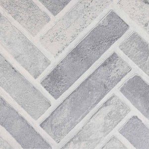 Luxury Gray Chevron Stone Textured Wallpaper, Coastal Non-Woven Wall Covering, 41.7"W x 398"H, Washable Removable for Living 