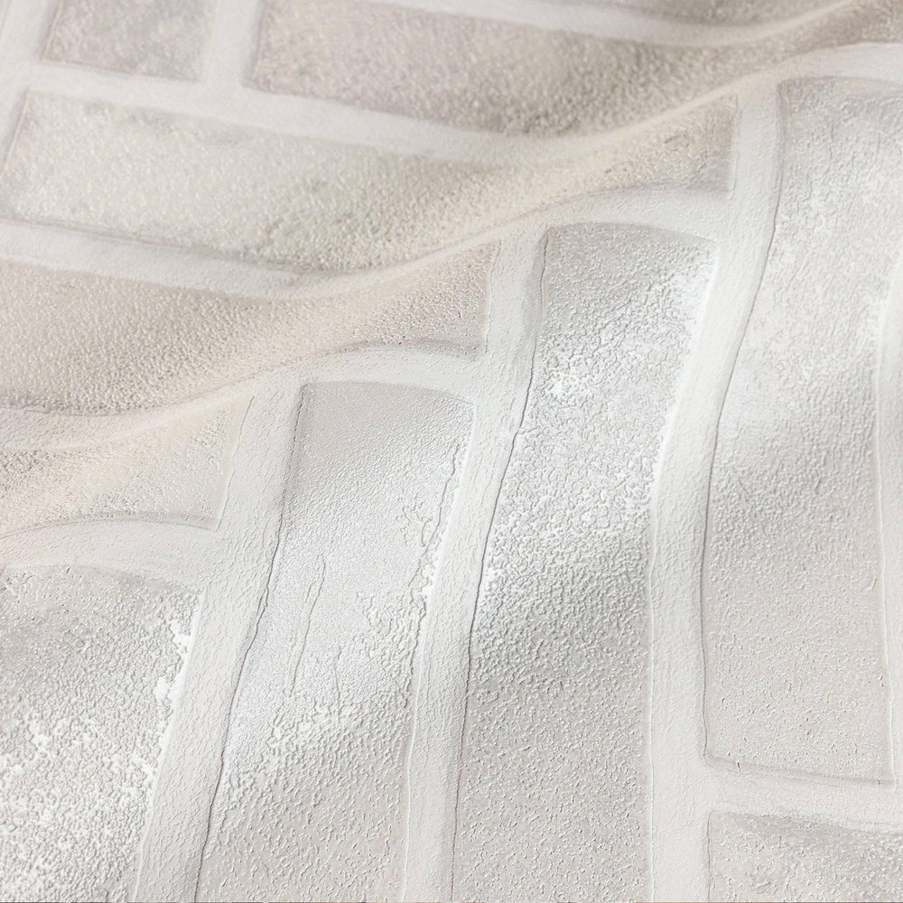 Luxury Ivory Chevron Stone Textured Wallpaper, Farmhouse Non-Woven Wall Covering, 41.7"W x 398"H, Washable Removable for Livi