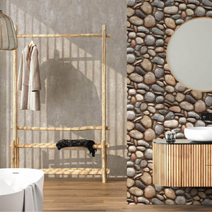 Luxury Brown Stone Embossed 3D Embossed Wallpaper, Lodge Non-Woven Wall Covering, 41.7"W x 398"H, Washable Removable for Livi