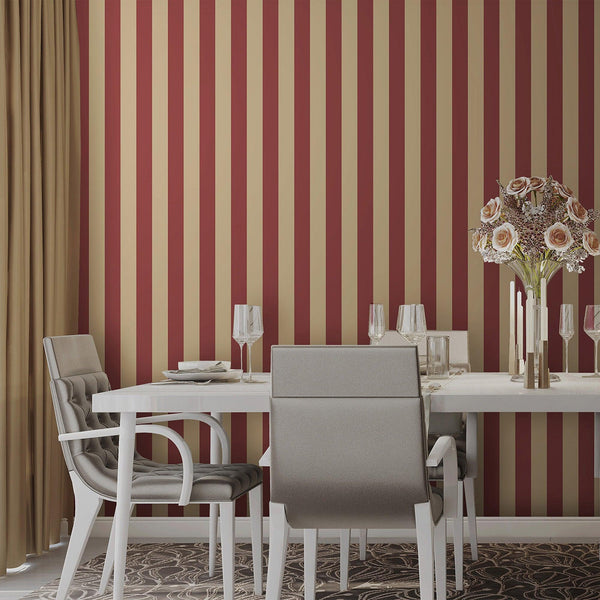 Luxury Red Striped Stripe Textured Wallpaper, Glam Non-Woven Wall Covering, 41.7"W x 614"H, Washable Removable for Living Roo