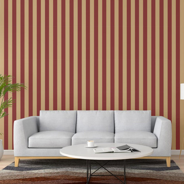 Luxury Red Striped Stripe Textured Wallpaper, Glam Non-Woven Wall Covering, 41.7"W x 614"H, Washable Removable for Living Roo