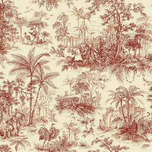 Luxury Cream Toile Tropical Textured Wallpaper, Victorian Non-Woven Wall Covering, 41.7"W x 614"H, Washable Removable for Liv