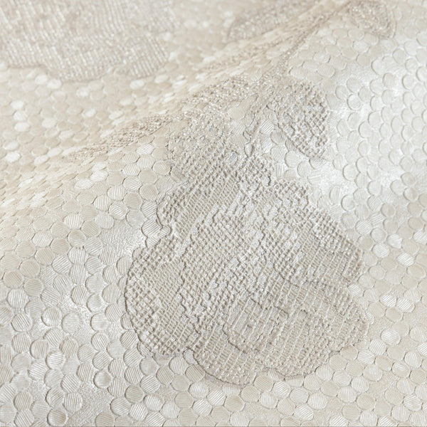 Luxury Ivory Textured Embossed 3D Embossed Wallpaper, Premium Non-Woven Wall Covering, 41.7"W x 398"H, Washable Removable for
