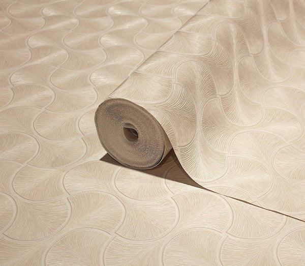 Luxury Beige Geometric Textured Wallpaper, Glam Non-Woven Wall Covering, 41.7"W x 614"H, Washable Removable for Living Room B