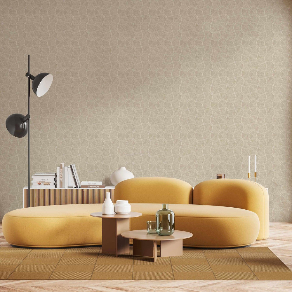 Luxury Beige Geometric Textured Wallpaper, Glam Non-Woven Wall Covering, 41.7"W x 614"H, Washable Removable for Living Room B