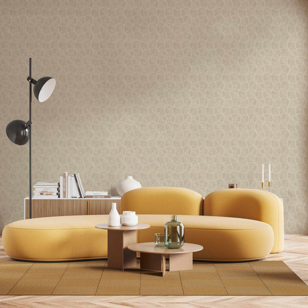 Luxury Beige Geometric Textured Wallpaper, Glam Non-Woven Wall Covering, 41.7"W x 614"H, Washable Removable for Living Room B