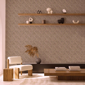 Luxury Brown Geometric Textured Wallpaper, Contemporary Non-Woven Wall Covering, 41.7"W x 614"H, Washable Removable for Livin