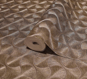 Luxury Brown Geometric Textured Wallpaper, Contemporary Non-Woven Wall Covering, 41.7"W x 614"H, Washable Removable for Livin