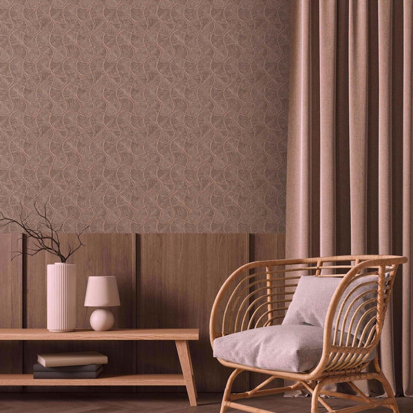 Luxury Brown Geometric Textured Wallpaper, Contemporary Non-Woven Wall Covering, 41.7"W x 614"H, Washable Removable for Livin