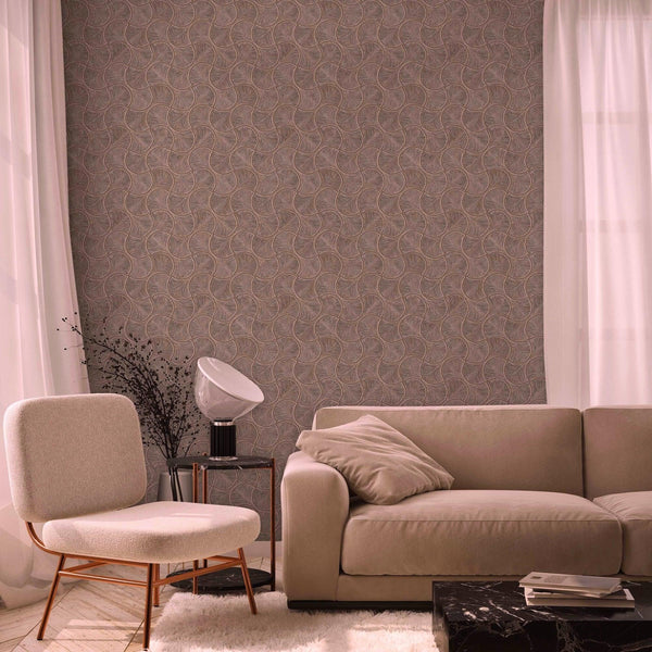 Luxury Brown Geometric Textured Wallpaper, Contemporary Non-Woven Wall Covering, 41.7"W x 614"H, Washable Removable for Livin