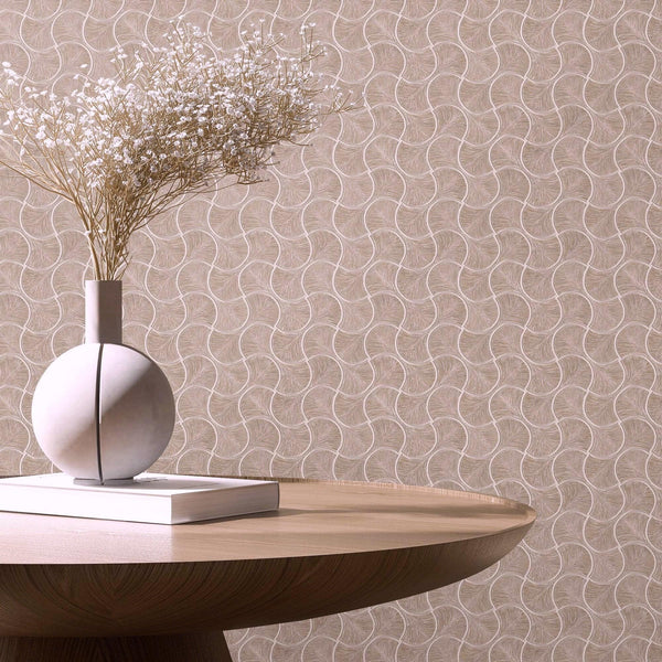 Luxury Brown Geometric Textured Wallpaper, Premium Non-Woven Wall Covering, 41.7"W x 614"H, Washable Removable for Living Roo