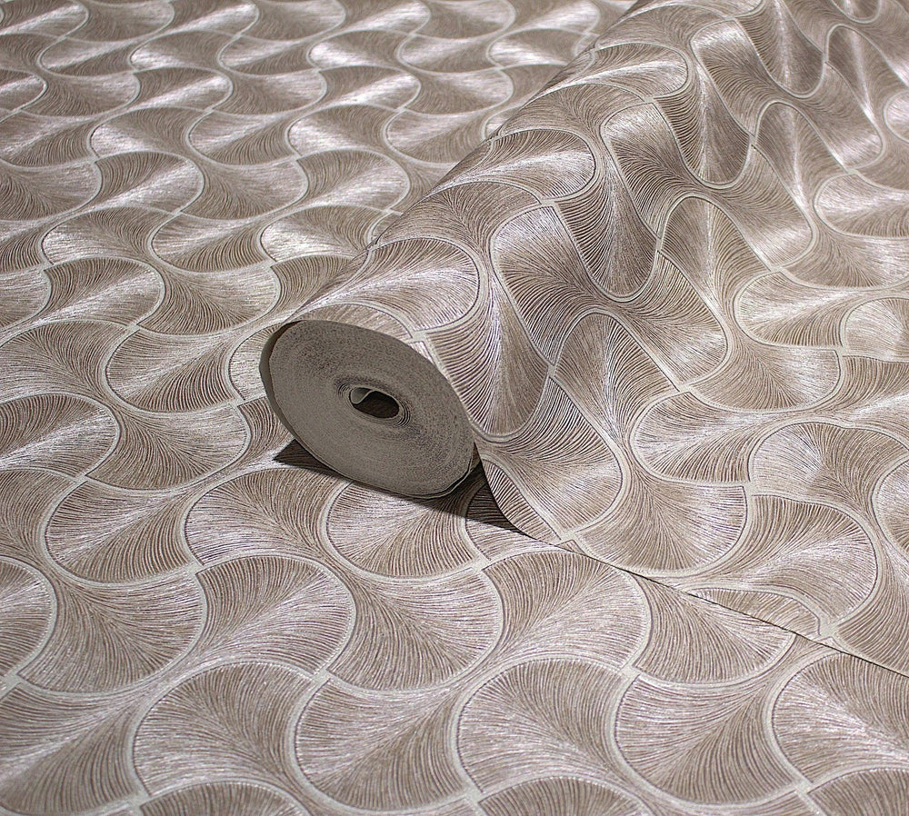 Luxury Brown Geometric Textured Wallpaper, Premium Non-Woven Wall Covering, 41.7"W x 614"H, Washable Removable for Living Roo