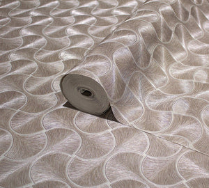Luxury Brown Geometric Textured Wallpaper, Premium Non-Woven Wall Covering, 41.7"W x 614"H, Washable Removable for Living Roo