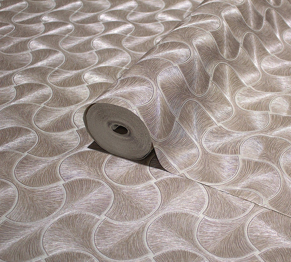 Luxury Brown Geometric Textured Wallpaper, Premium Non-Woven Wall Covering, 41.7"W x 614"H, Washable Removable for Living Roo