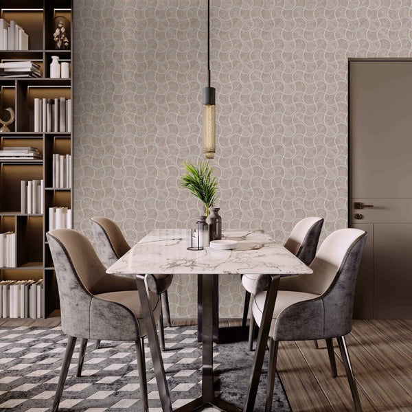 Luxury Brown Geometric Textured Wallpaper, Premium Non-Woven Wall Covering, 41.7"W x 614"H, Washable Removable for Living Roo