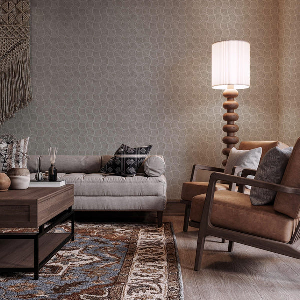 Luxury Brown Geometric Textured Wallpaper, Premium Non-Woven Wall Covering, 41.7"W x 614"H, Washable Removable for Living Roo