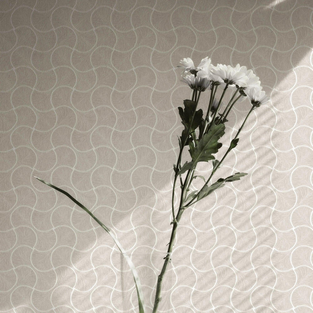Luxury Cream Geometric Textured Wallpaper, Premium Non-Woven Wall Covering, 41.7"W x 614"H, Washable Removable for Living Roo