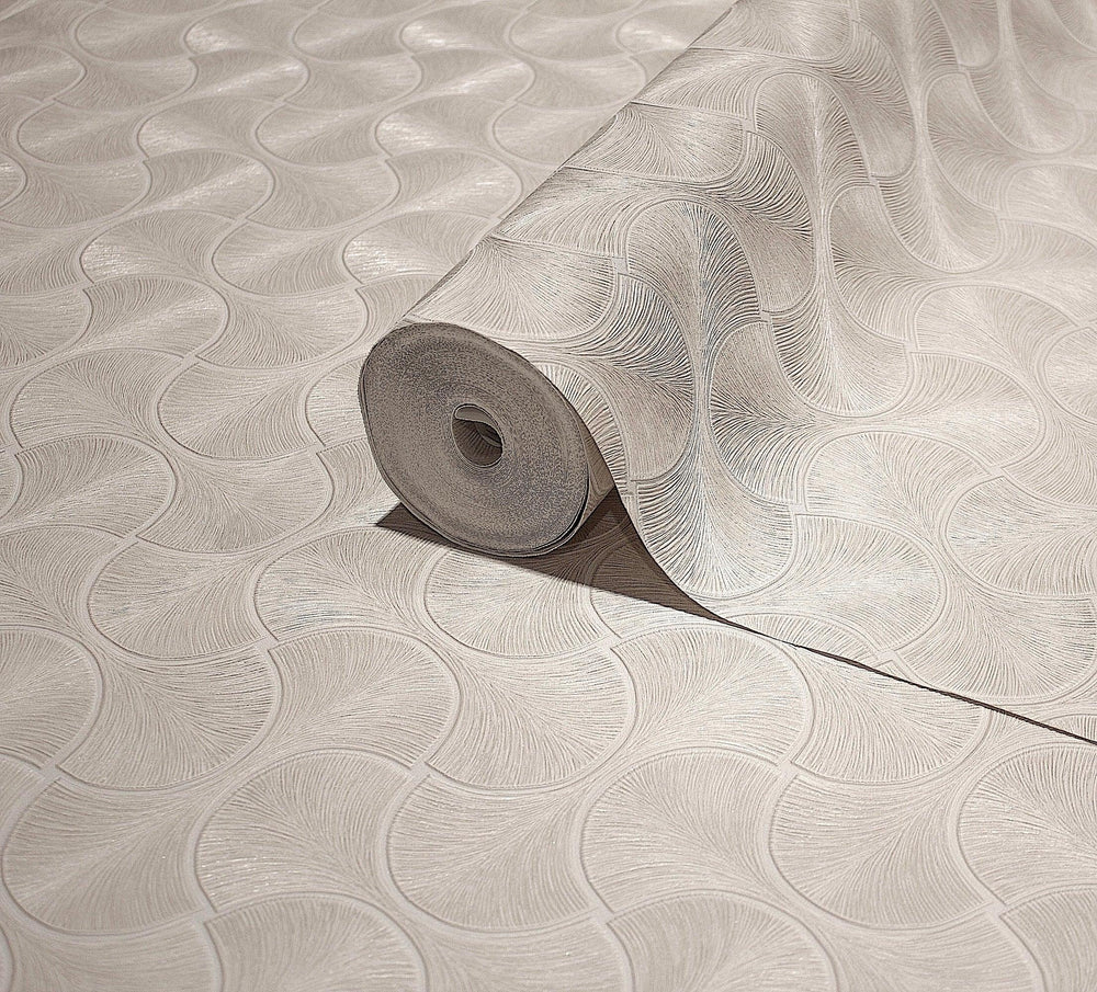 Luxury Cream Geometric Textured Wallpaper, Premium Non-Woven Wall Covering, 41.7"W x 614"H, Washable Removable for Living Roo